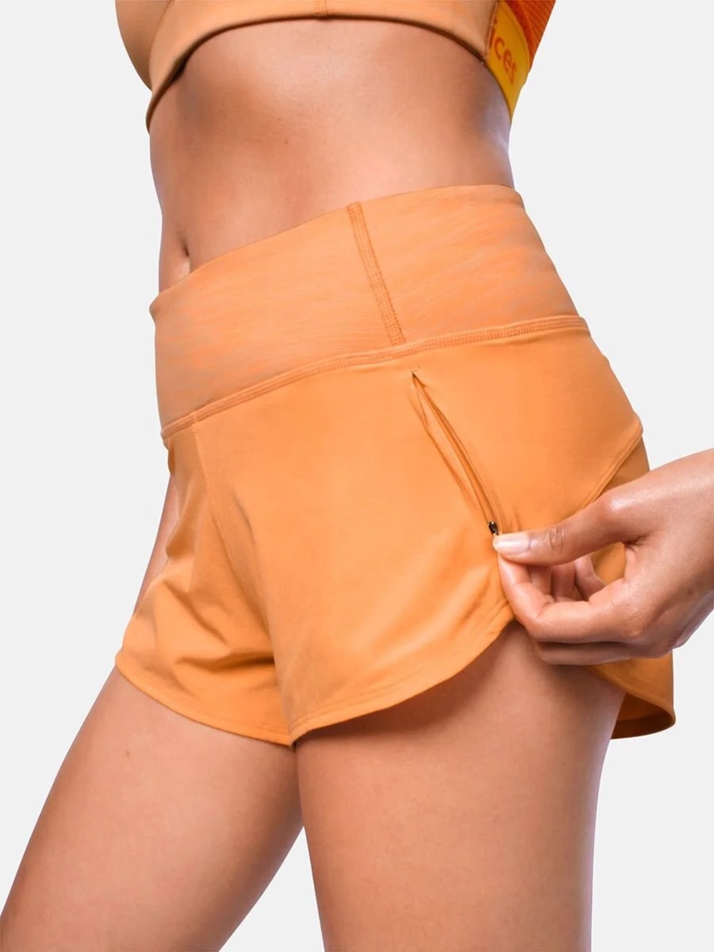 Outdoor Voices Hudson Sweat Tech Run Shorts Sunsine Orange Size Medium - Picture 3 of 6